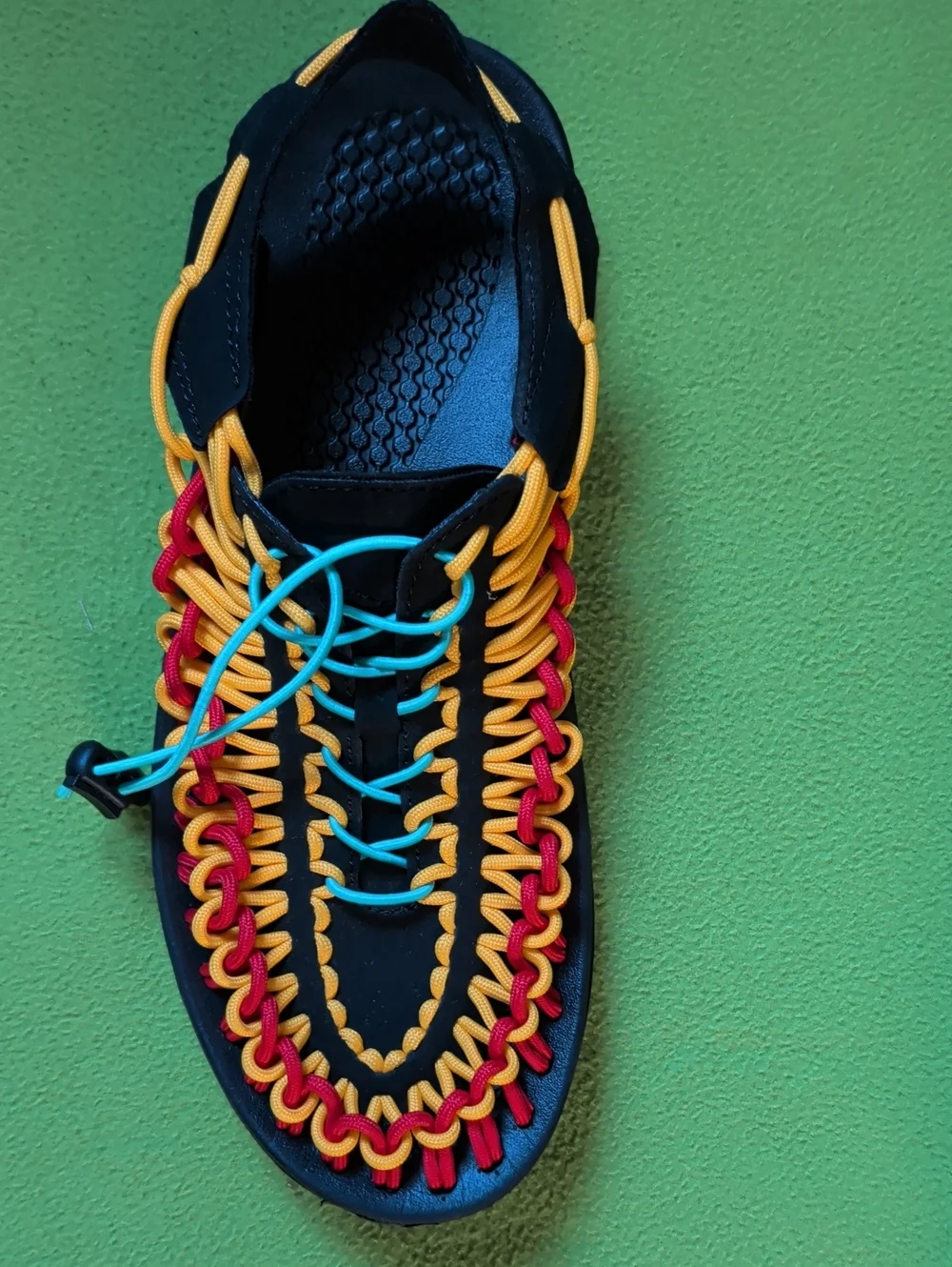 Black Woven Sandals with Red Gold And Green 9.5 Brand New